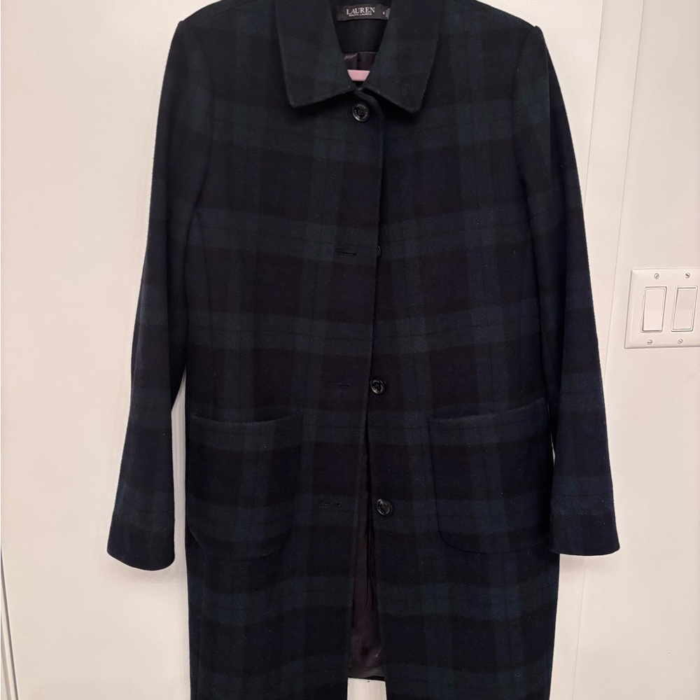 Ralph Lauren Navy Wool Blend Coat